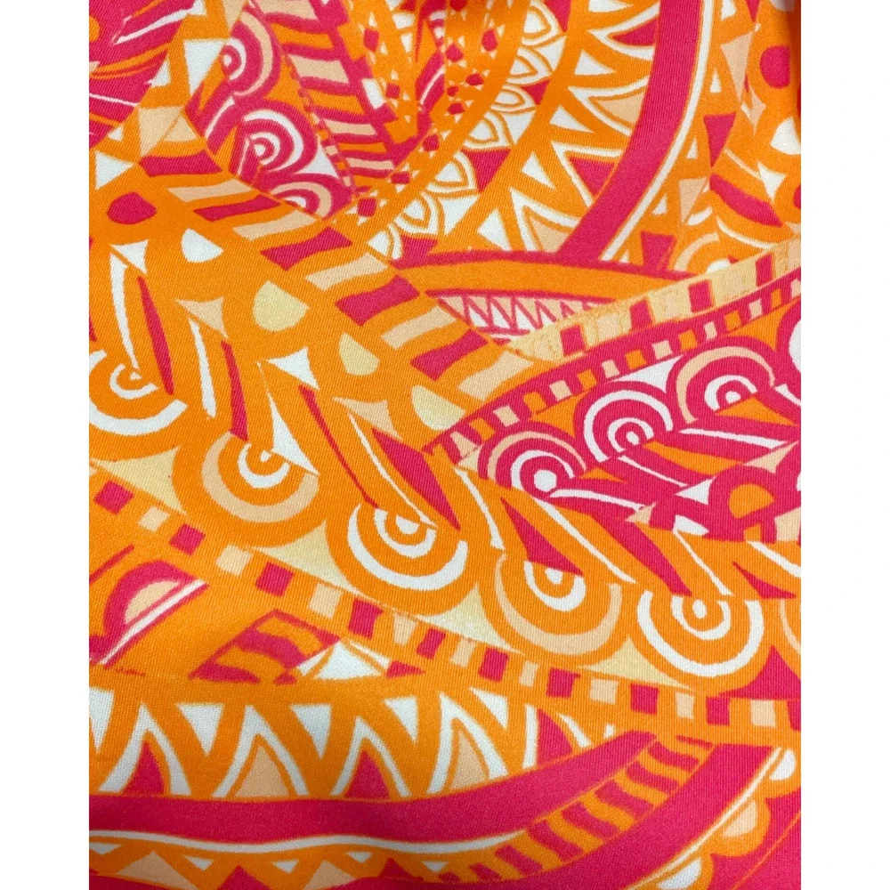 Sandra Darren Sz 8 Fit & Flare Dress Orange & Pink Paisley Scuba Knit Dopamine - Picture 8 of 11